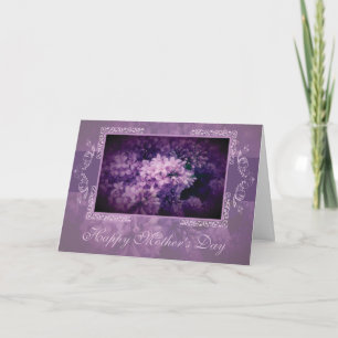 Carte Elégante Lilac Floral "Fête des Mères"