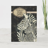 Carte élégante noire de fête des pères de zèbres