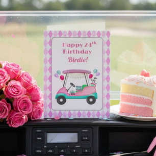 Carte Élégante partie de golf féminin Panier 24e anniver