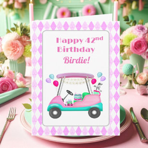 Carte Élégante partie de golf féminin Panier 42e anniver