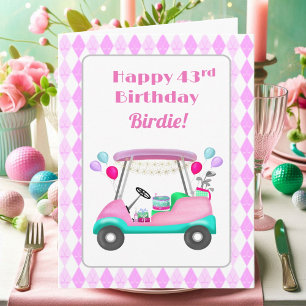 Carte Élégante partie de golf féminin Panier 43e anniver