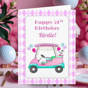 Carte Élégante partie de golf féminin Panier 51e anniver