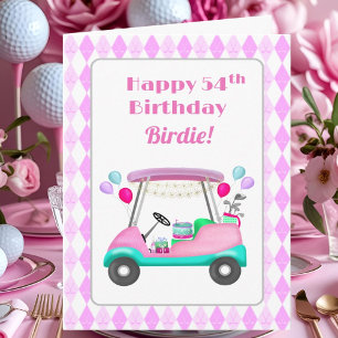 Carte Élégante partie de golf féminin Panier 54e anniver