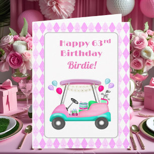 Carte Élégante partie de golf féminin Panier 63e anniver