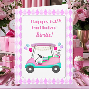 Carte Élégante partie de golf féminin Panier 64e anniver