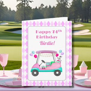 Carte Élégante partie de golf féminin Panier 74e anniver