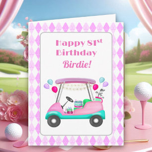 Carte Élégante partie de golf féminin Panier 81e anniver