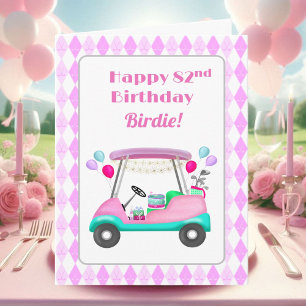 Carte Élégante partie de golf féminin Panier 82e anniver