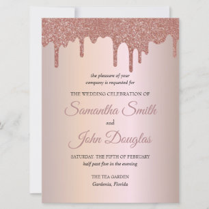 Carte Elégante Parties scintillant Rose or, Blush et Bla