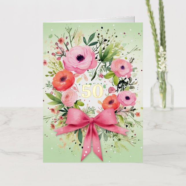 Carte Elégante Personnalisée Anniversaire D'Aquare (Fleur)
