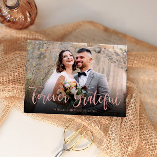 Carte Élégante Photo de Remerciement de Mariage 'Éternel
