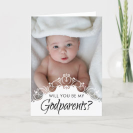 Carte Elégante Photo Godparents Proposition