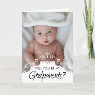 Carte Elégante Photo Godparents Proposition