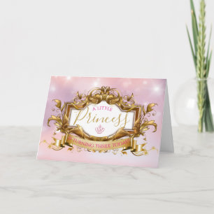 Carte Elégante princesse royale Anniversaire rose et or