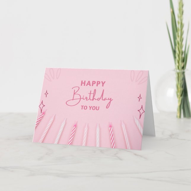 Carte élégante rose Joyeux Anniversaire (Devant)