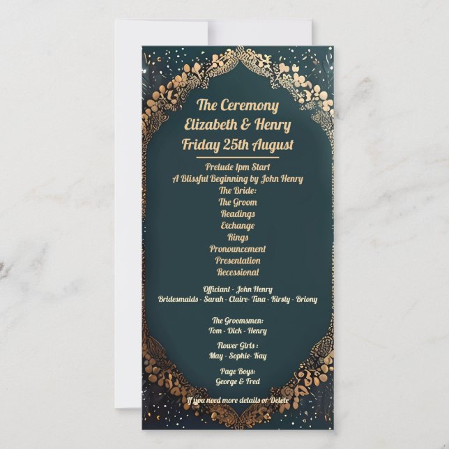 Carte Elégante suite d'invitation de mariage avec Gold F (Devant)