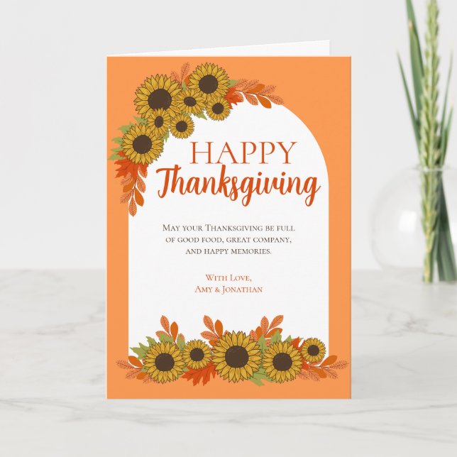 Carte Elégante tournesol Automne couleurs Thanksgiving (Devant)