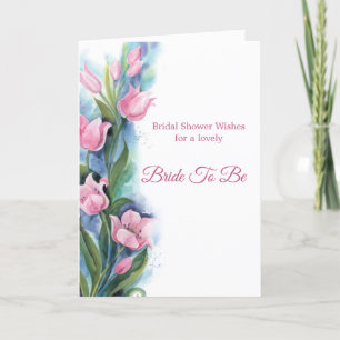 Carte Élégante Tulipes roses Fête des mariées florale
