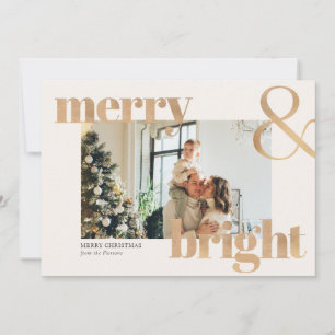 Carte Elégante Typographie Or Photo Joyeux Noël