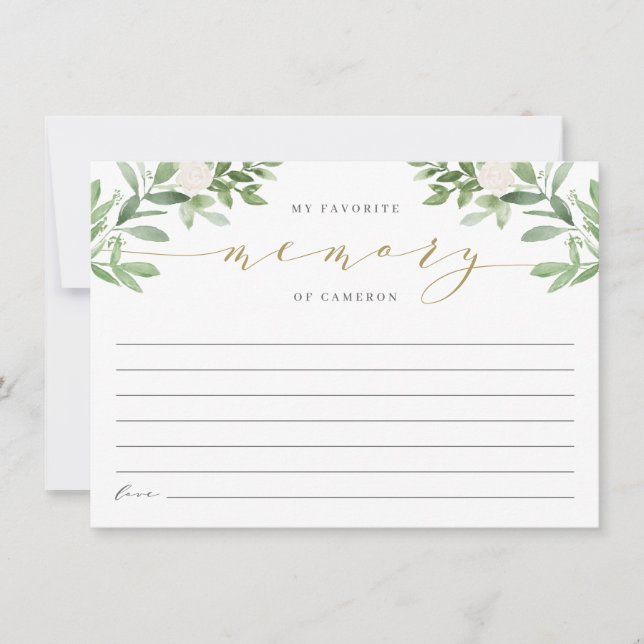 Carte Élégante verdure Ma mémoire préférée de la mariée (Devant)