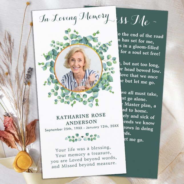 Carte Élégante verdure Mémorial Photo Prière funéraire (Créateur téléchargé)