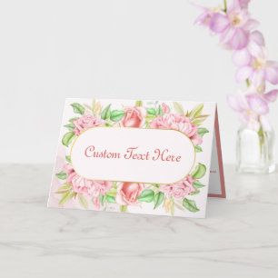 Carte Élégantes fleurs de rose rose vintage de pivoine f