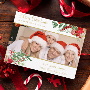 Carte Élégantes photos de poinsettias classiques pour un