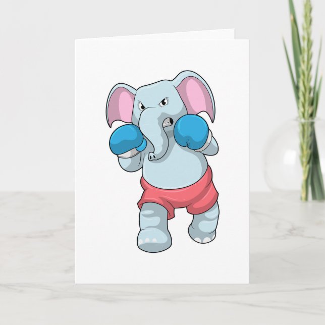 Carte Éléphant à la boxe avec gants de boxe (Devant)