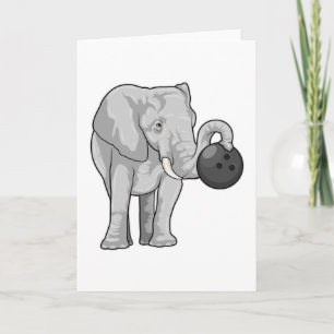 Carte Éléphant au bowling avec boule de bowling