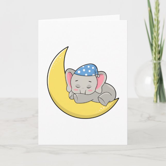 Carte Eléphant au coucher avec masque de couchage (Devant)