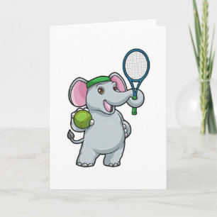 Carte Elephant au Tennis avec raquette de tennis