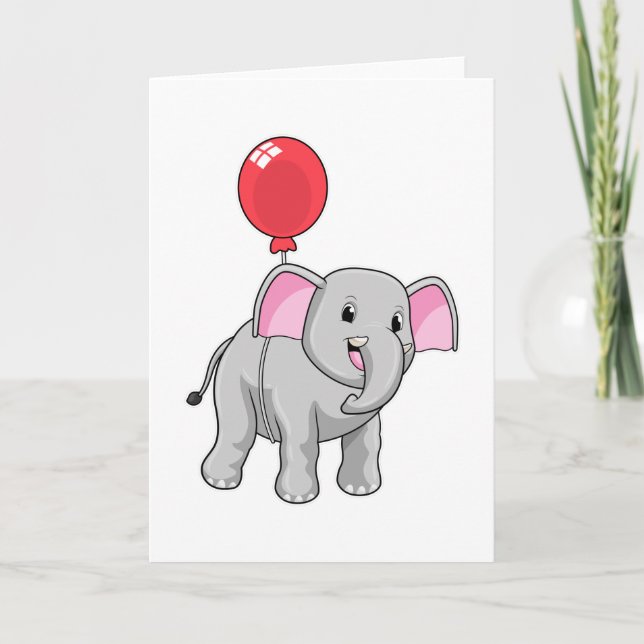 Carte Eléphant avec ballon (Devant)