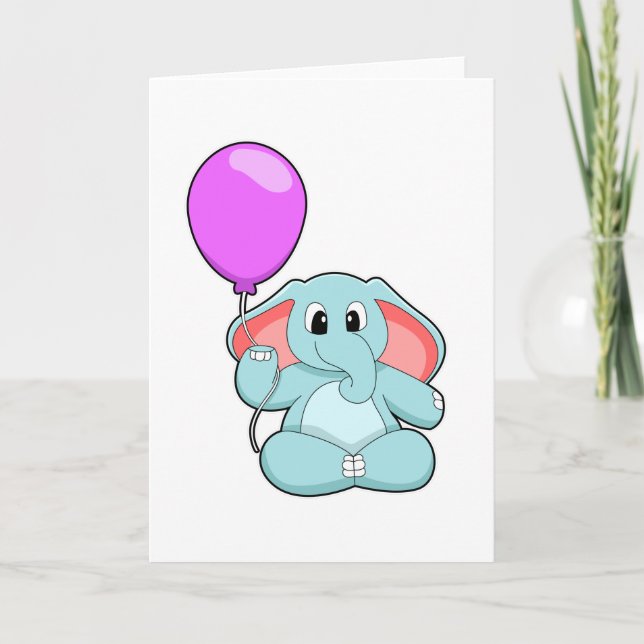 Carte Éléphant avec ballon (Devant)