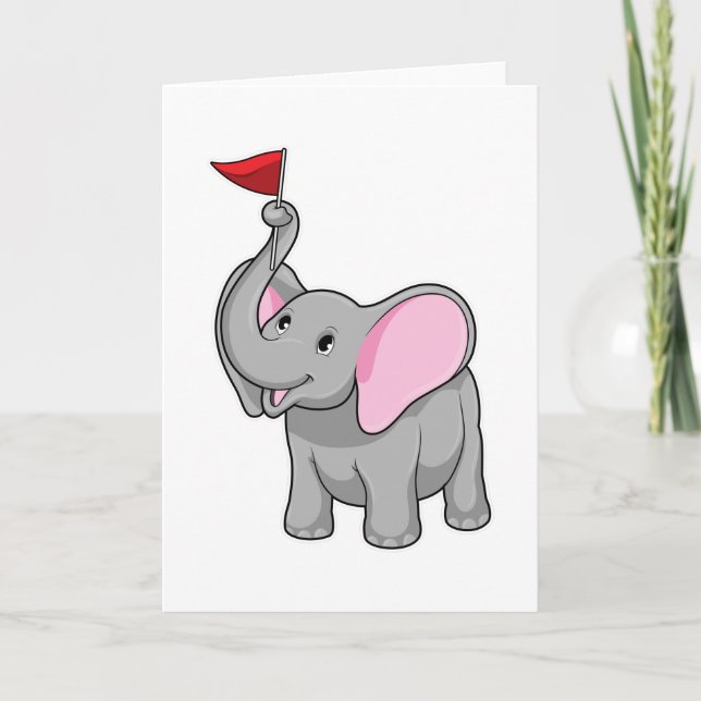 Carte Éléphant avec drapeau (Devant)