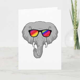 Carte Eléphant avec lunettes de soleil