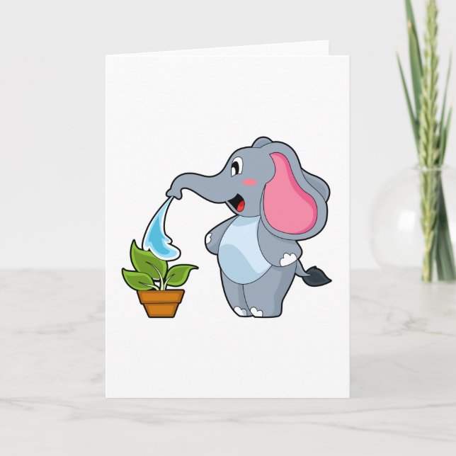 Carte Éléphant avec plante (Devant)