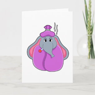 Carte Éléphant avec thermomètre de fièvre