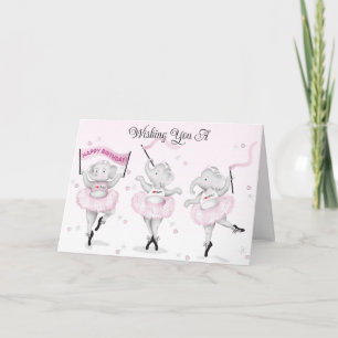 Carte Eléphant Ballerina Danse Anniversaire