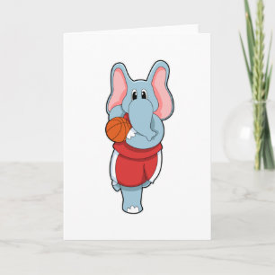 Carte Elephant comme joueur de basket-ball avec basket-b