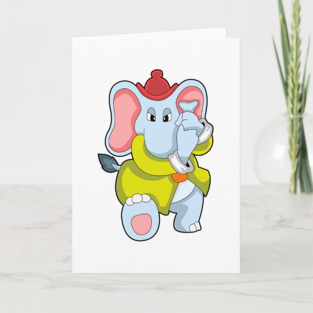 Carte Éléphant comme pompier avec trompe (Devant)