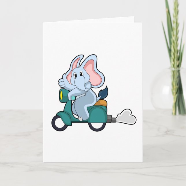 Carte Elephant comme vélo avec scooter (Devant)