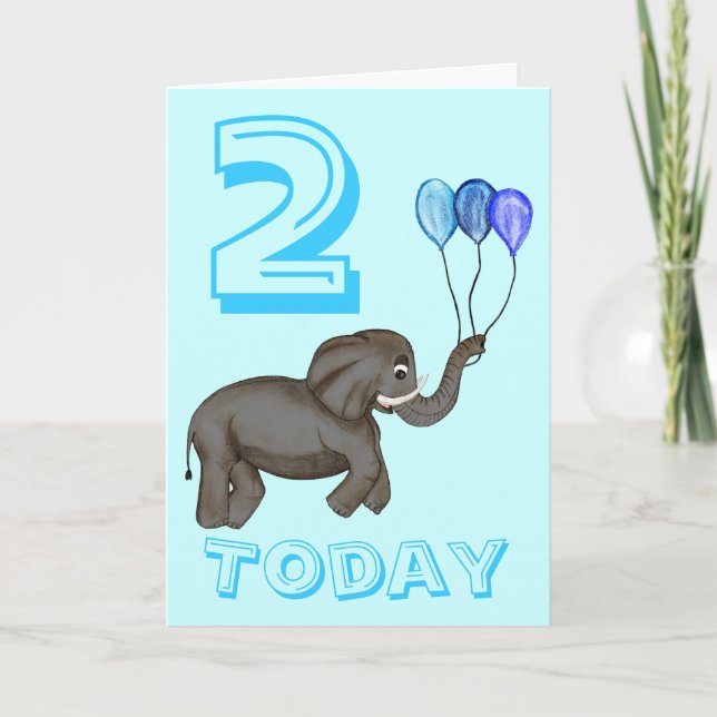 Carte Elephant de fête (bleu) (Devant)