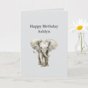 Carte Éléphant de safari gris Anniversaire