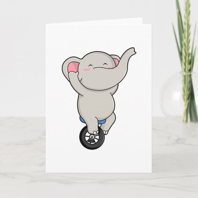Carte Éléphant en artiste au cirque avec des pneus (Devant)