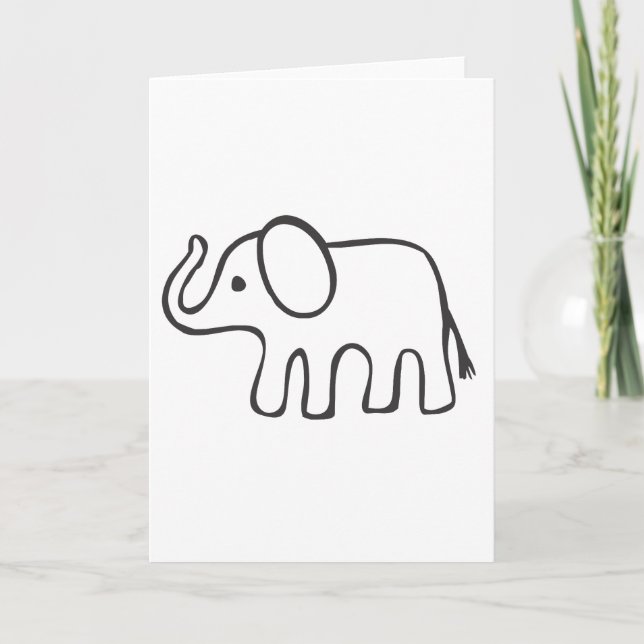 Carte Elephant en croquis noir et blanc (Devant)