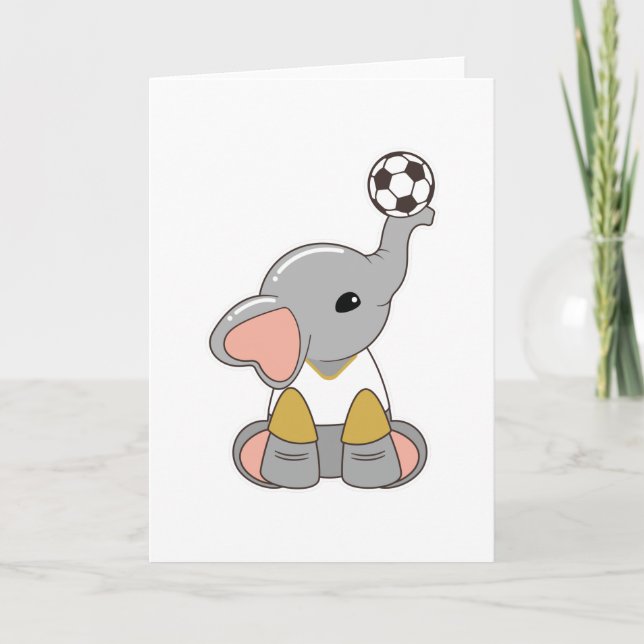 Carte Éléphant en tant que joueur de football avec ballo (Devant)
