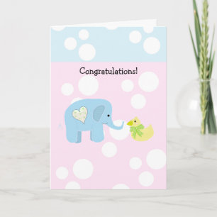Carte Elephant et Polka Dot Baby Félicitations