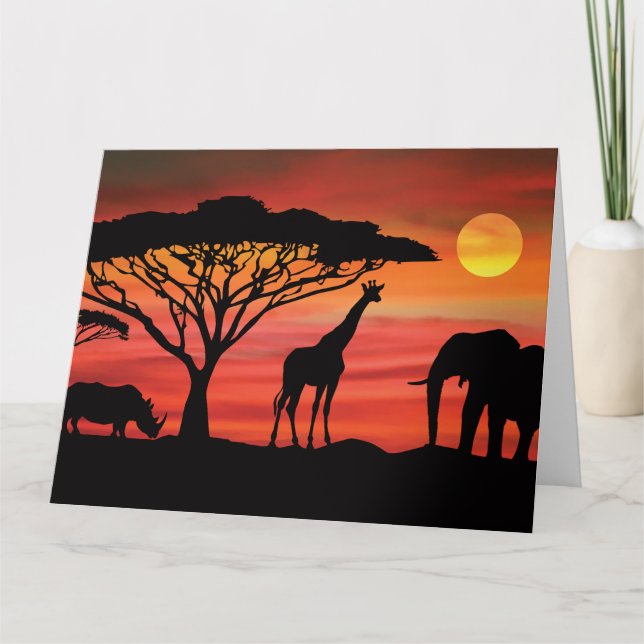 Carte Elephant, Giraffe et Rhinoceros en Afrique (Devant)