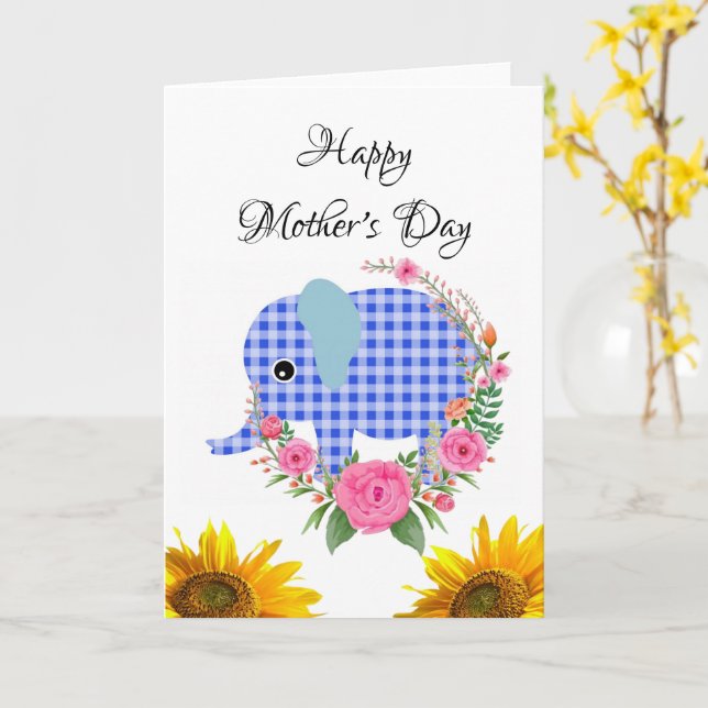 Carte Elephant Happy Mother's Day Folded Greeting Card (Fleur jaune)