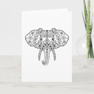 Carte Eléphant inspiré Zentangle